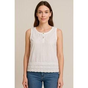 Womens Dressed By David Dart Lace Top Size L Cottoagecore‎ Boho Sleeveless Linen